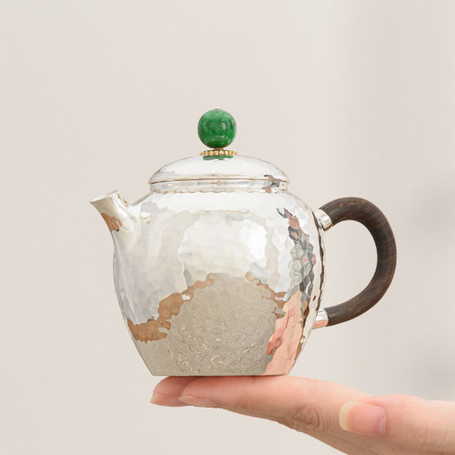 Handmade Pure Silver Teapot Zhu Bao Ping An 170ml