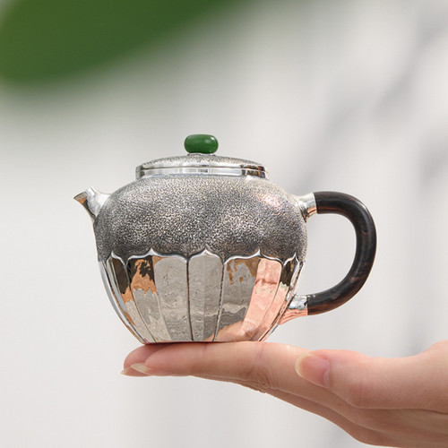 Handmade Pure Silver Teapot Lotus Rhyme 200ml