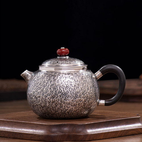 Handmade Pure Silver Teapot Shi Wen 200ml
