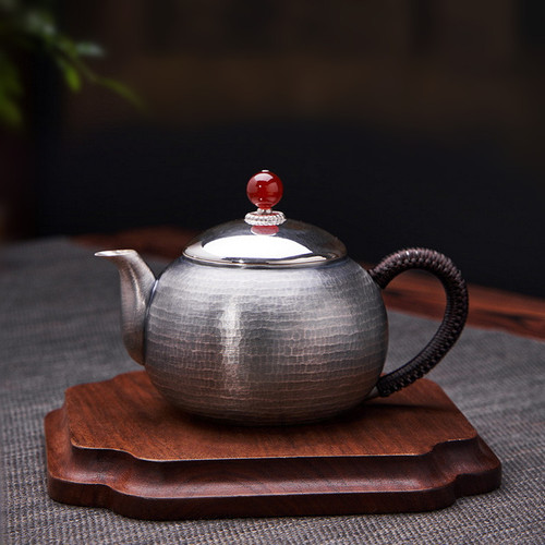 Handmade Pure Silver Teapot Hong Yun Lian Mian 300ml