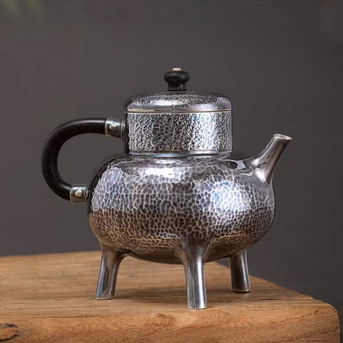 Handmade Pure Silver Teapot San Zu Ding Li 200ml