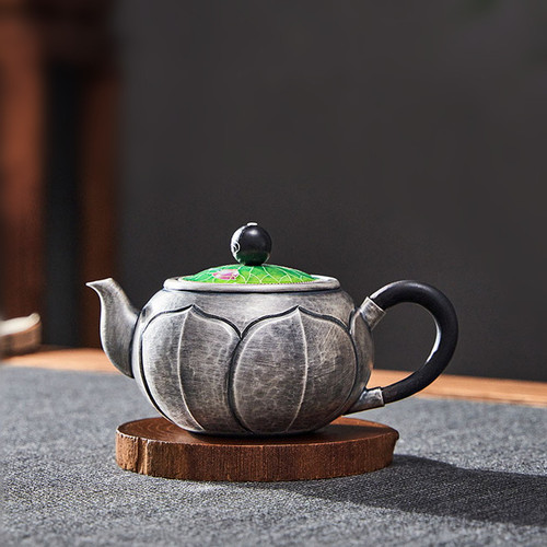 Handmade Pure Silver Teapot Qing Lian 240ml