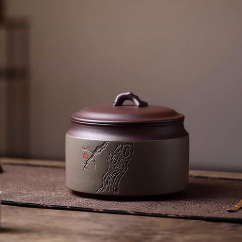 Handmade Yixing Zisha Clay Handmade Canister Jar Container Bao Chun