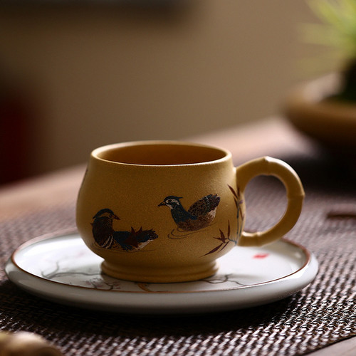 Handmade Yixing Zisha Clay Tea Mug Mandarin Duck 220ml