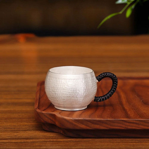 Handmade Pure Silver Teacup Yuan Rong 55ml