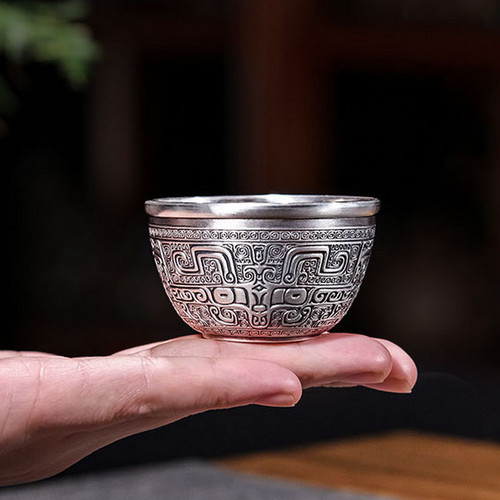 Handmade Pure Silver Teacup Jiu Wu Zhi Zun 50ml