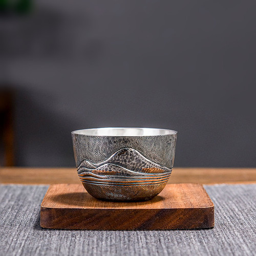Handmade Pure Silver Teacup Guan Shan 60ml