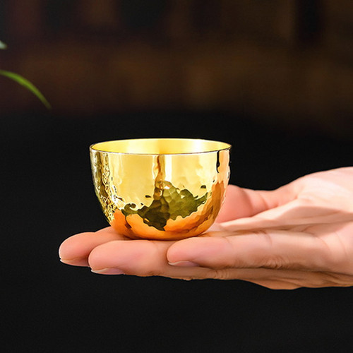 Handmade Pure Silver Teacup Gold Plated Silver Chui Wen 60ml