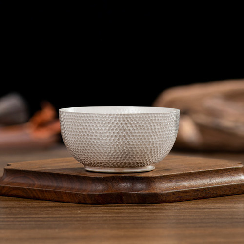Handmade Pure Silver Teacup Chui Mu Wen