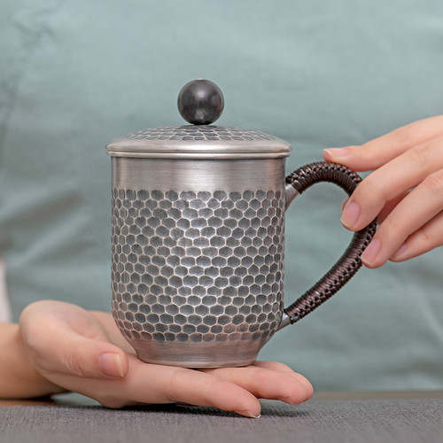 Handmade Pure Silver Tea Mug Chui Wen 340ml