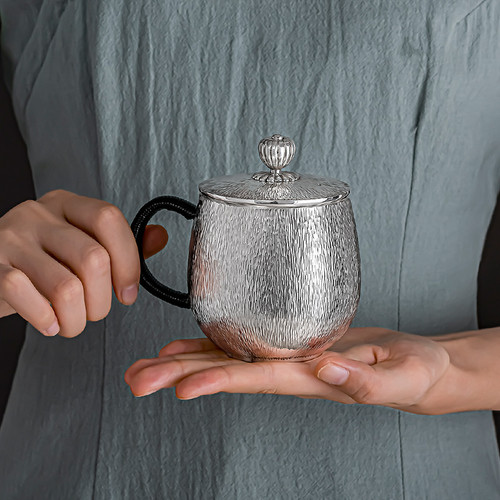 Handmade Pure Silver Tea Mug Bao Zhu 360ml
