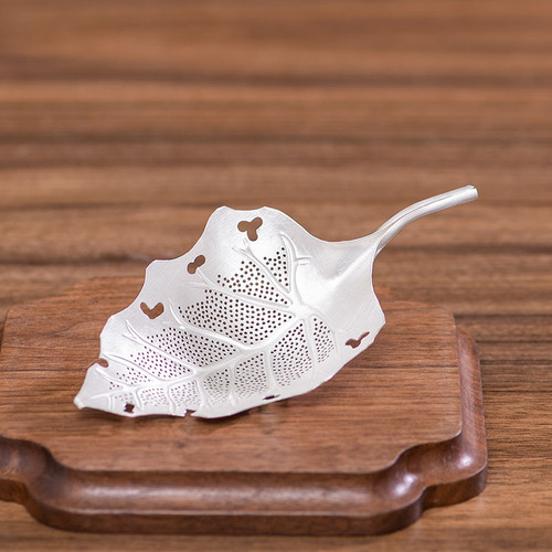 Handmade Pure Silver Loose Tea Strainer Leaf