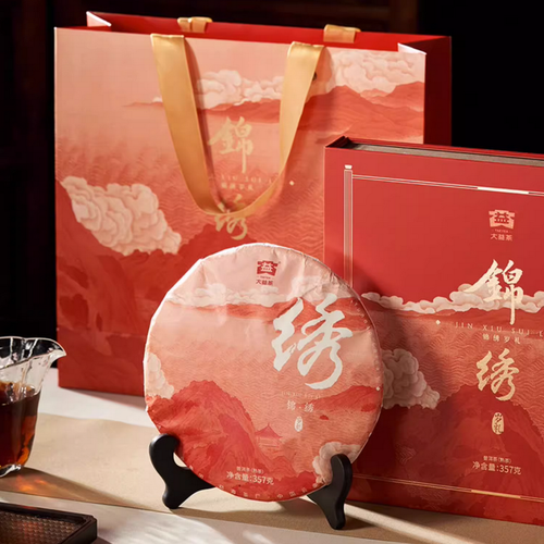 TAETEA Brand Jin Xiu Pu-erh Tea Cake 2023 357g Ripe