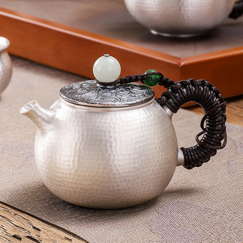 Handmade Pure Silver Teapot Hua Gai 228ml