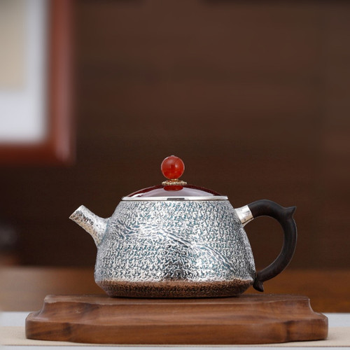 Handmade Pure Silver Teapot Man Tian Lliu Xing 168ml
