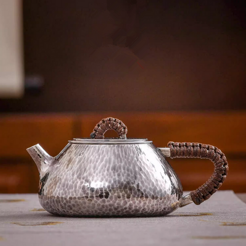 Handmade Pure Silver Teapot Ping Gai Shi Piao 260ml