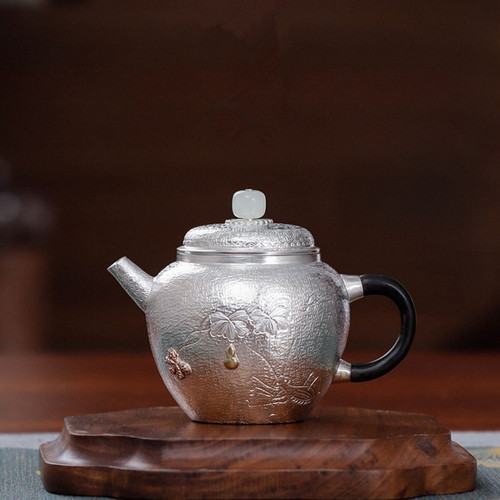 Handmade Pure Silver Teapot Hu Lu Zha Meng 158ml