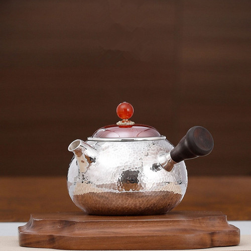 Handmade Pure Silver Teapot Zhui Mu Ce Ba 188ml