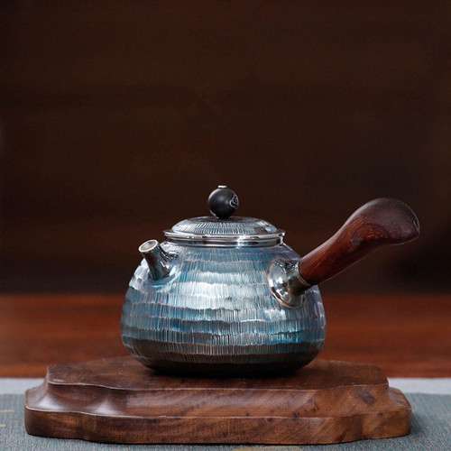 Handmade Pure Silver Teapot Qi Cai Ji Xu 198ml