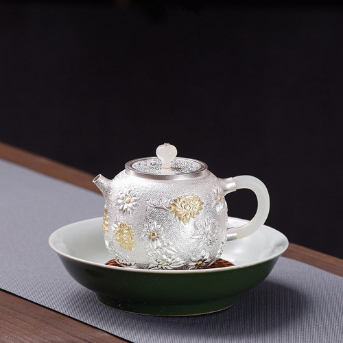Handmade Pure Silver Teapot Jin Hua Long Dan 158ml