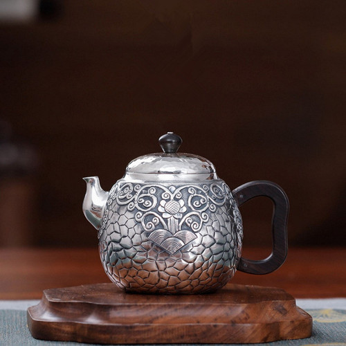 Handmade Pure Silver Teapot Bing Lie Yuan Du 238ml