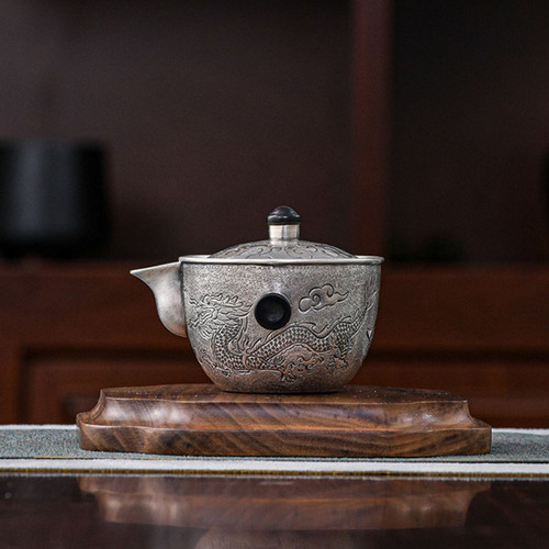 Handmade Pure Silver Teapot Long Fei Feng Zhu 168ml
