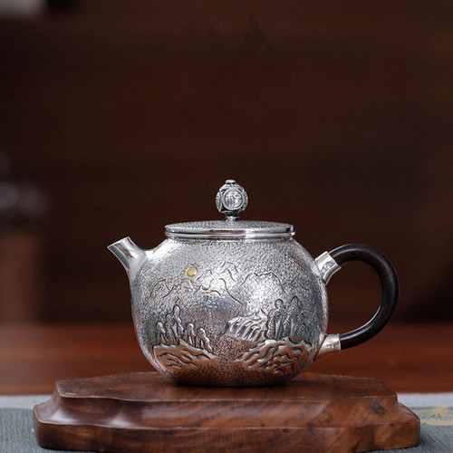 Handmade Pure Silver Teapot Da Hao He Shan 208ml