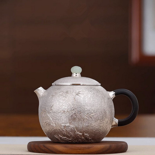 Handmade Pure Silver Teapot Yong Zhu Xi Shi 158ml