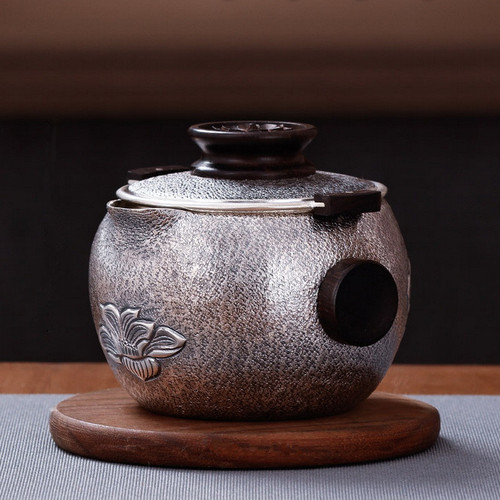 Handmade Pure Silver Teapot He Hua 218ml
