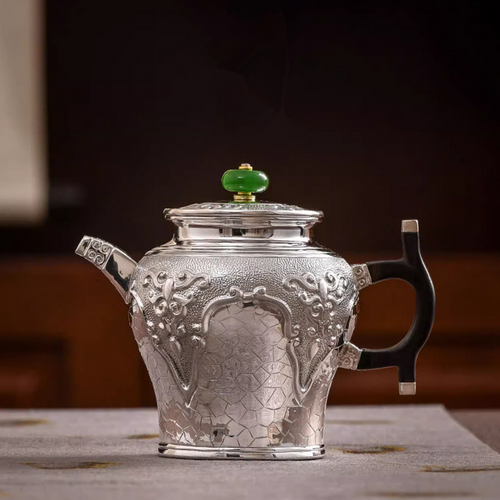 Handmade Pure Silver Teapot Gu Wen Gong Deng 280ml