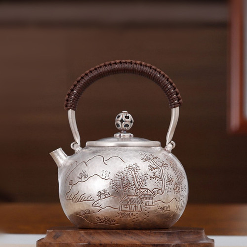 Handmade Pure Silver Teapot You Xian Shan Jing 288ml