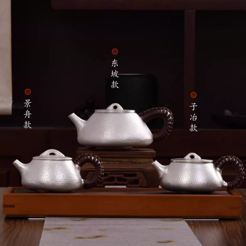 Handmade Pure Silver Teapot Shi Piao
