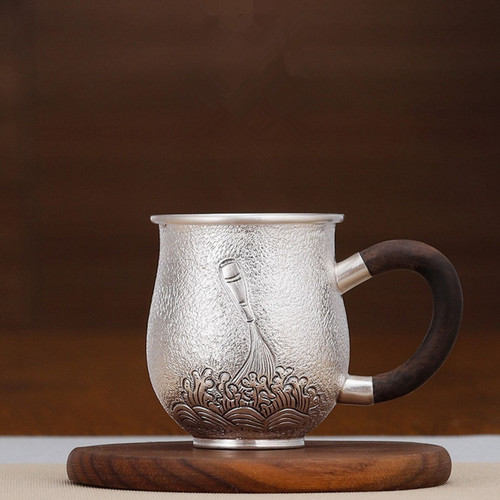Handmade Pure Silver Teacup Man Yao Yu Ping 95ml