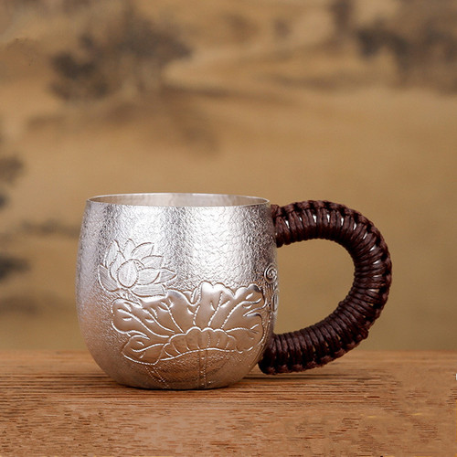 Handmade Pure Silver Teacup He Hua Tang 138ml