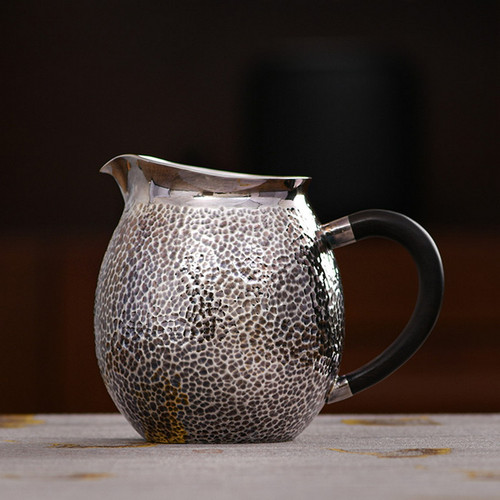 Handmade Pure Silver Fair Cup Of Tea Serving Pitcher Creamer Yan Ji Long Dan 328ml