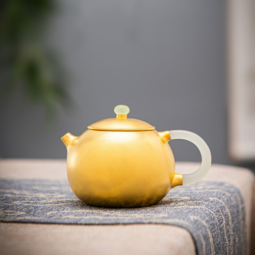 Handmade Pure Silver Teapot Gold Plated Xi Shi 180ml