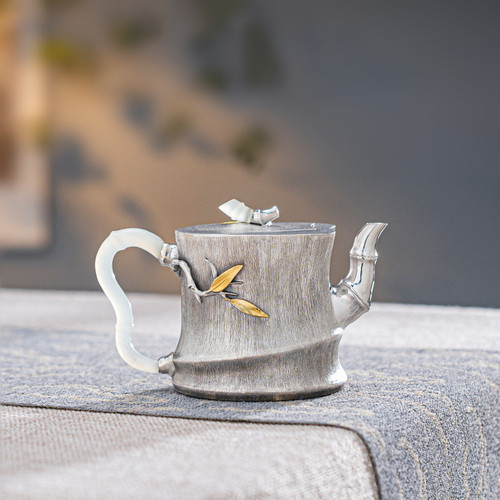 Handmade Pure Silver Teapot Jin Zhi Zhu Duan 200ml