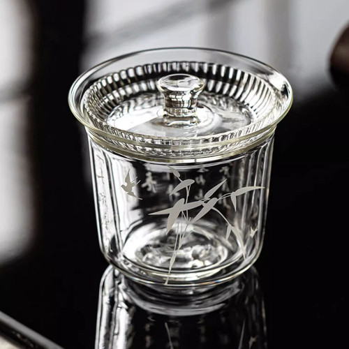 Bamboo Shadow Tea Poem Double-Layer Glass Gaiwan 120ml Bamboo Shadow Tea Poem Double-Layer Glass Gaiwan 120ml