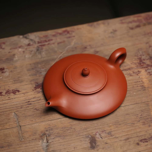 Handmade Chinese Pancake Shape Yixing Zhuni Zisha Teapot 120ml
