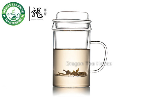 Clear Glass Mug With Lid & Filter 400ml B-231S3
