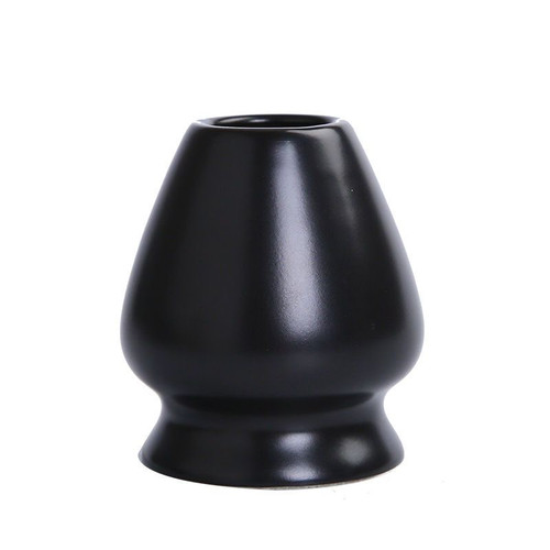 Black Ceramic Matcha Whisk Stand Kusenaoshi Chasen Shaper Holder Reshaper