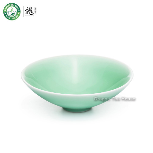Plum Green Large Celadon Teacup Flat Gongfu Tea Cup Serving Vessel 220ml 7.43oz