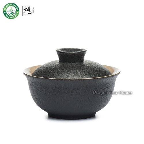 Black Zen Ceramic Chinese Gongfu Tea Lided Cup Gaiwan Brewing Teacup 100ml 3.4oz