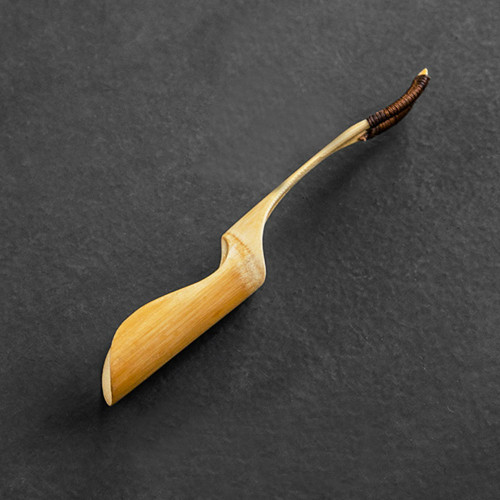 Handmade Polished Bamboo Kungfu Tea Coffee Scoop with Silk Thread Twined Handle