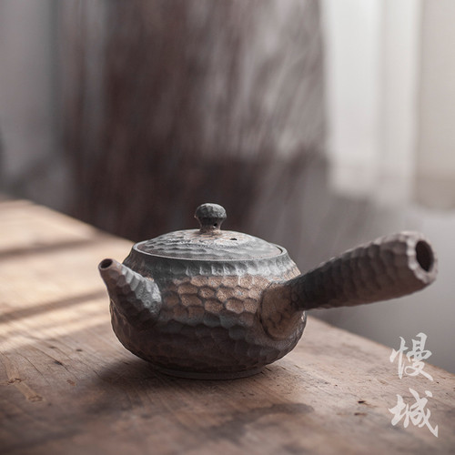 Brown Side Handle Ceramic Gongfu Tea Kyusu Teapot 200ml 6.76oz