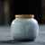 Bamboo Cover Small Three Yuan Ceramic Food Container Tea Caddy
