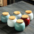 Bamboo Cover Small Three Yuan Ceramic Food Container Tea Caddy