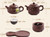Brown Painted Yixing Zisha Clay Tea Set Teapot Teacup Warmer and Tray