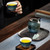 Golden Deer Ceramic Kungfu Tea Teapot Tray & Teacups Set