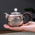 Handmade Pure Silver Teapot Retro Peony 280ml